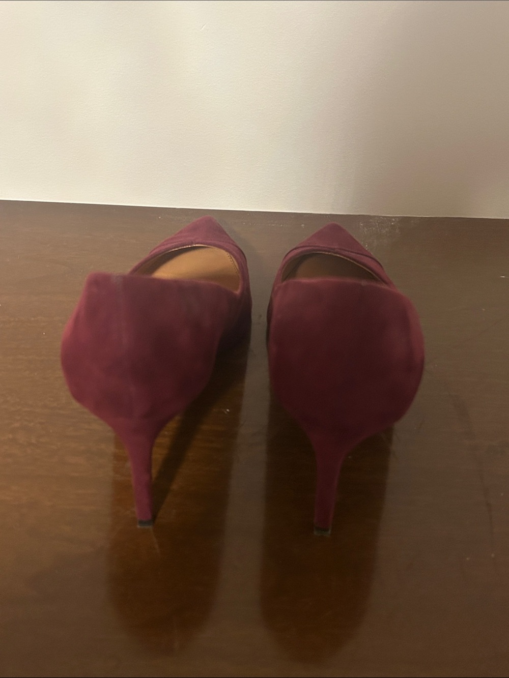 Zara Burgundy Pointed Toe Suede Pumps - Picture 3 of 5